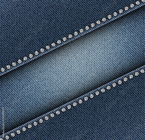 Diagonal jeans design with spangles