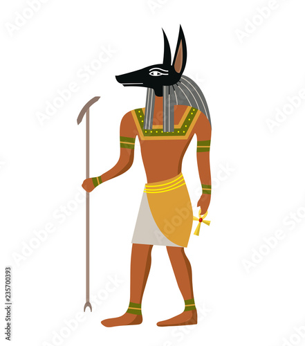 Anubis the god of ancient Egypt icon, flat style. Isolated on white background. Vector illustration