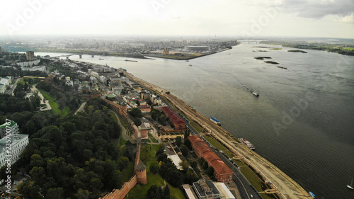 Aerial Drone shot over Minin and Pozharsky Square in the center of Nizhny Novgorod  Russia