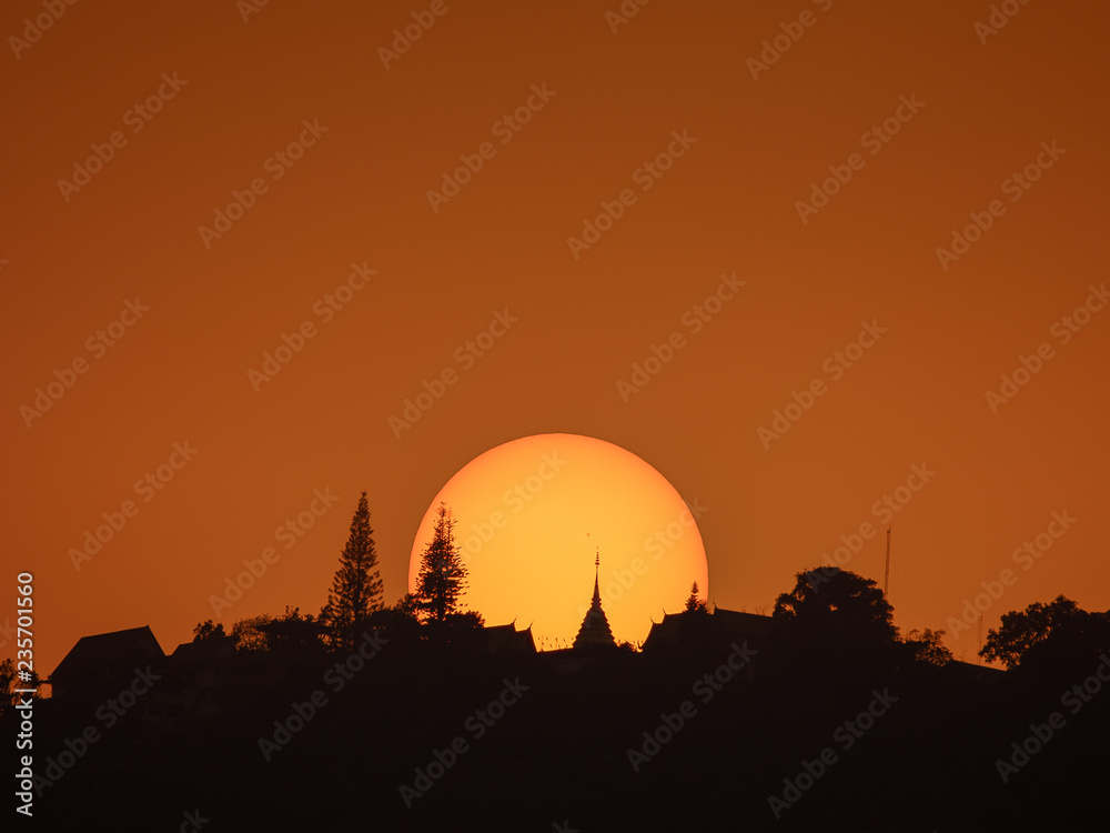 Sunset behind Wat Phratat Doi Suthep