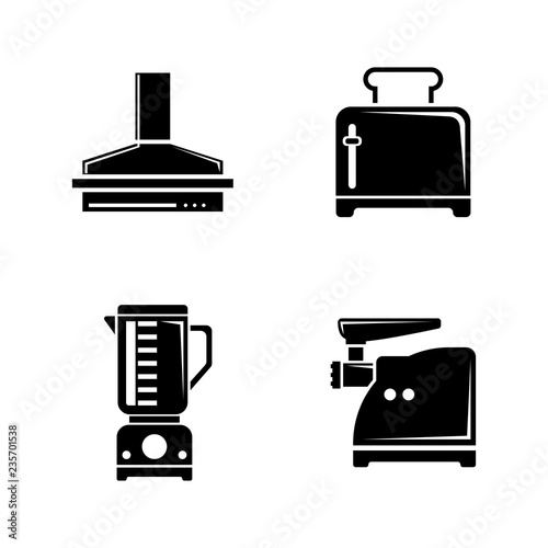 Kitchen Tools, Kitchenware. Simple Related Vector Icons Set for Video, Mobile Apps, Web Sites, Print Projects and You Design. Kitchen Tools Kitchenware icon Black Flat Illustration on White Background
