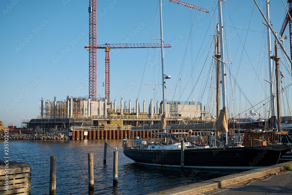 Copenhagen, Denmark - October 11, 2018 : View of The New Kastrup Yacht Harbour