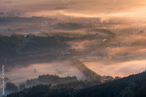 View from Szczeliniec in Stolowe mountains  Sudety  Poland