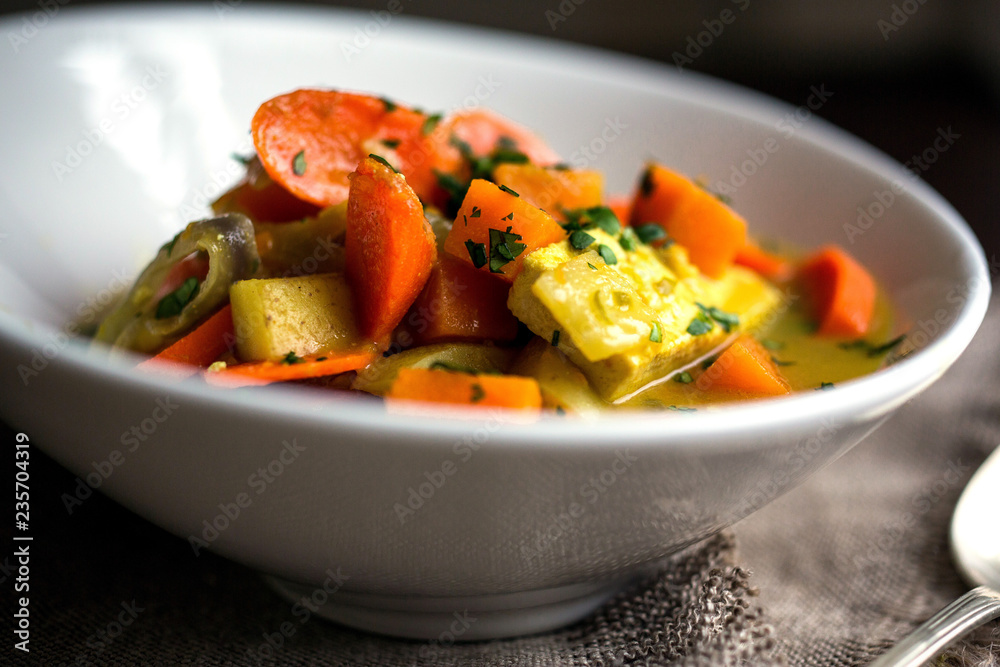 Close up vegetable soup in bowl Close up vegetable soup in bowl