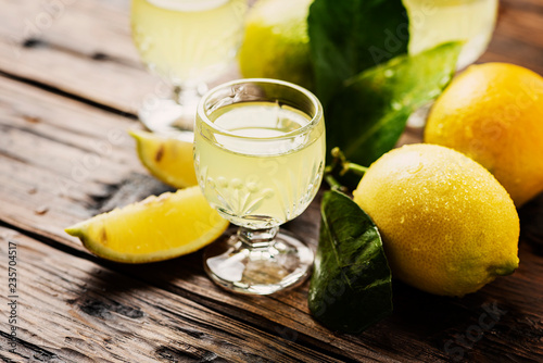 Italian typical digestive limoncello photo