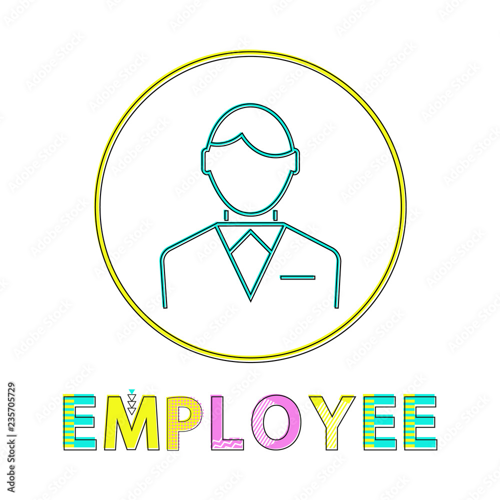 Employee Working Man Outline Vector Illustration Employee Working Man Outline Vector Illustration
