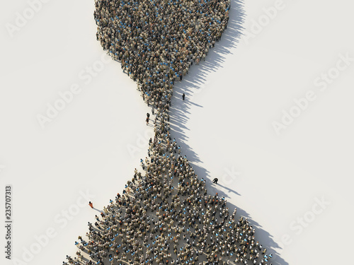 crowd of people in the shape of a hourglass