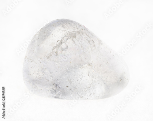 tumbled clear quartz (rock crystal) stone on white