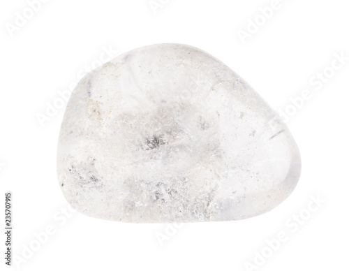 tumbled rock crystal (quartz) gem on white