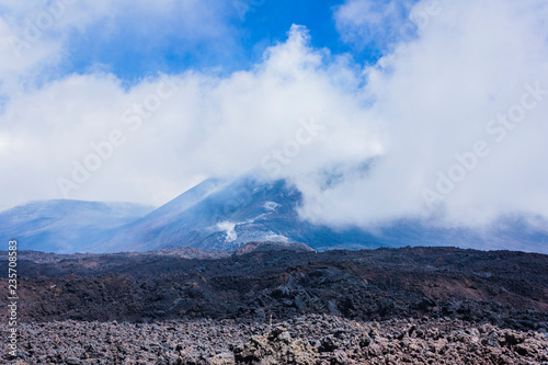 Lava on Mount Etna, active volcano on the east coast of Sicily, Italy 