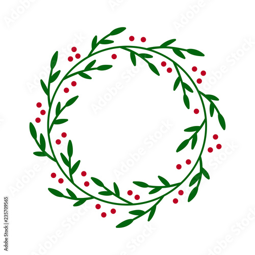 Christmas wreath. Hand drawn vector round frame for invitations, postcards, greeting cards, quotes, logos, posters and more. Vector illustration