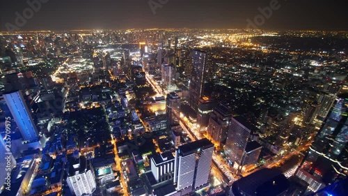 Wallpaper Mural Aerial view of Bangkok's city, Thailand at night, Time lapse. Torontodigital.ca