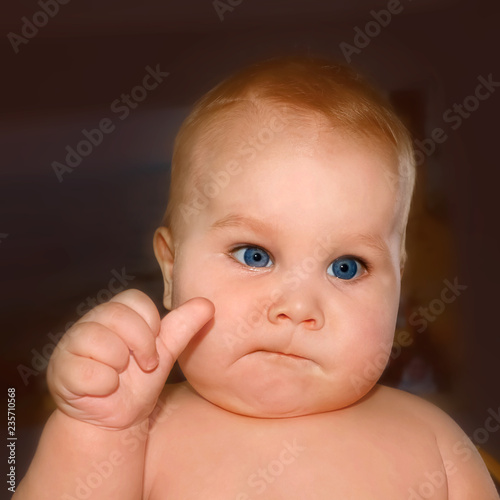 Portrait of a cute baby, facial expression and emotions
