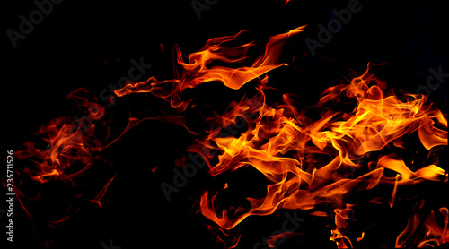 Fire flames on black background. Fire background