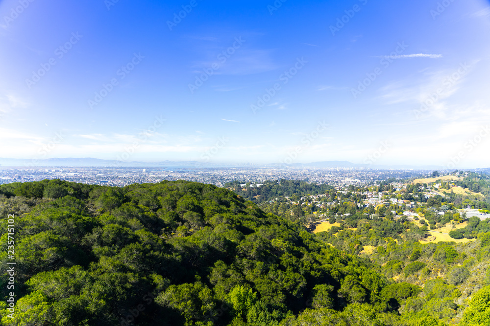 panoramic view of the Oakland and San Francisco