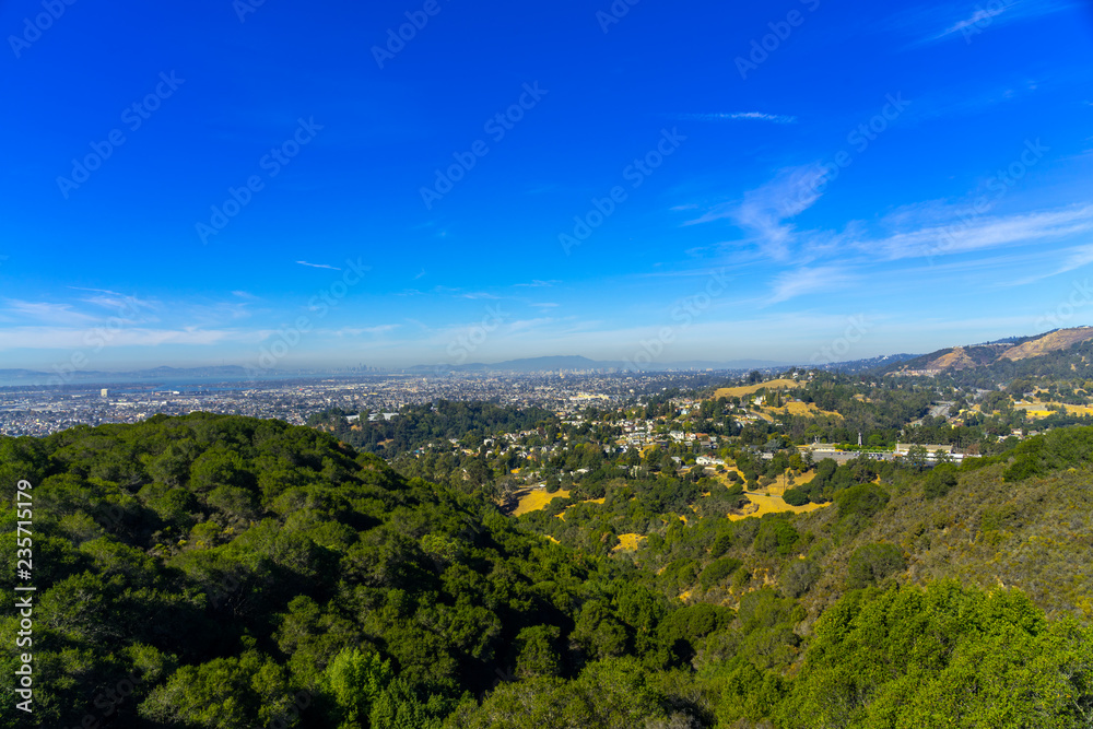 panoramic view of the Oakland and San Francisco