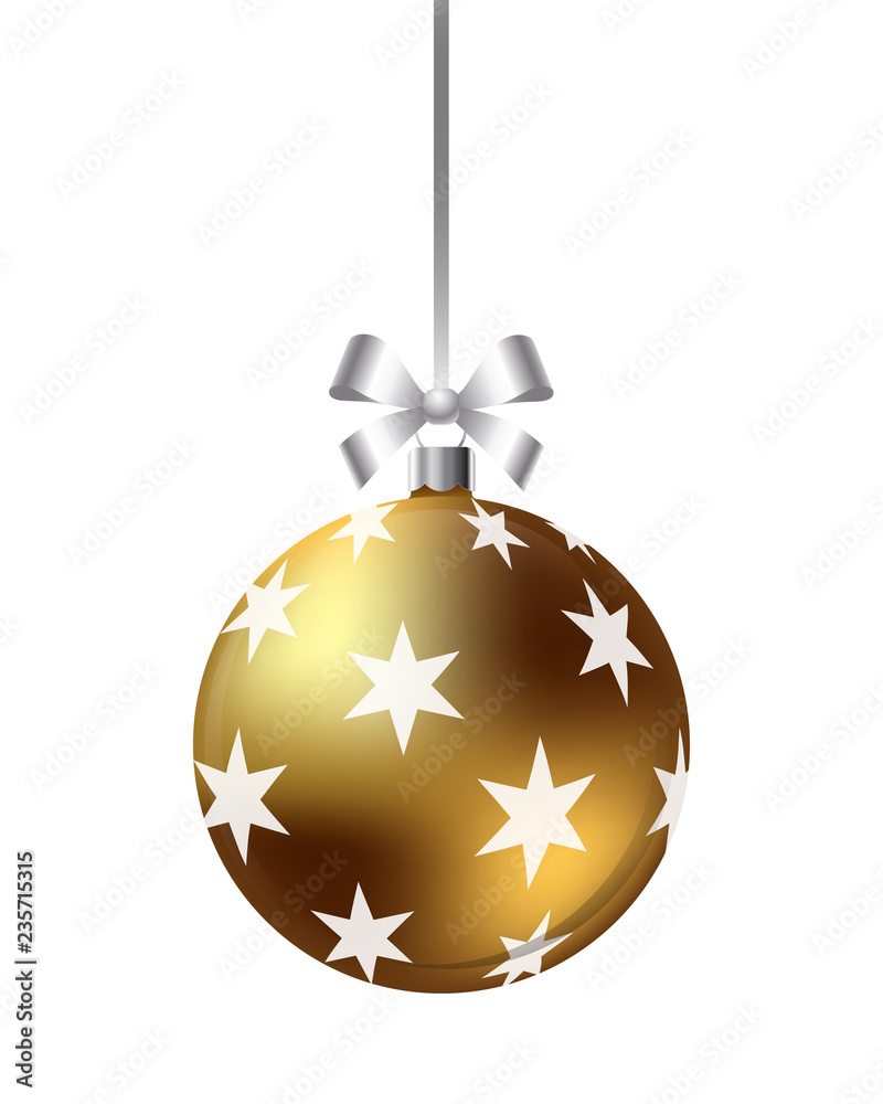 Decorative Christmas ball with ribbon and bow