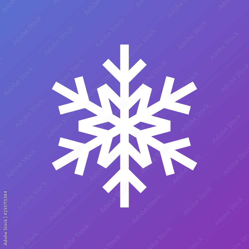 White snowflake on gradient background. Vector icon - obrazy, fototapety, plakaty 