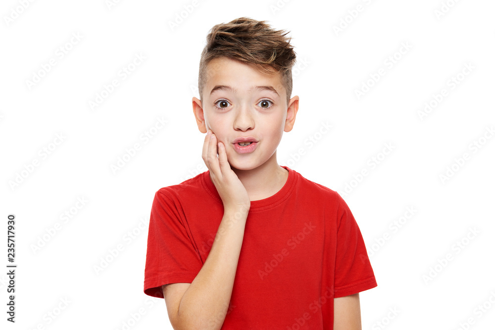 Adorable young boy in shock, isolated over white background. Shocked child looking at camera in disbelief. Shock, amazement, surprise concept. Adorable young boy in shock, isolated over white background. Shocked child looking at camera in disbelief. Shock, amazement, surprise concept.