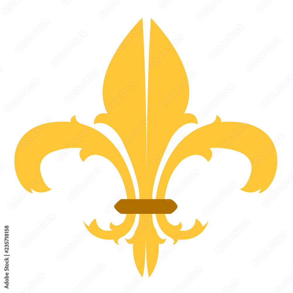 Golden fleur de lys symbol. Vector illustration design