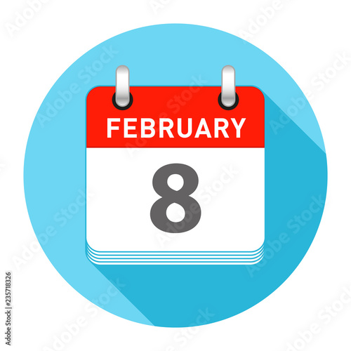 February 8 Single Day Calendar Style