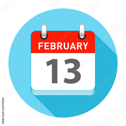 February 13 Single Day Calendar Style