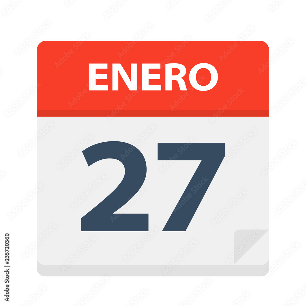 Enero 27 - Calendar Icon - January 27. Vector illustration of Spanish Calendar Leaf Enero 27 - Calendar Icon - January 27. Vector illustration of Spanish Calendar Leaf
