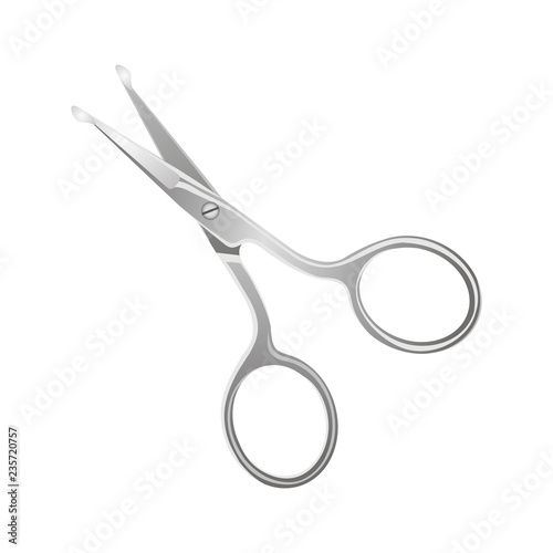 Vector illustration of metal facial hair removal scissors.