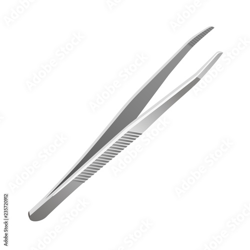 Vector isolated illustration of realistic metal tweezers.