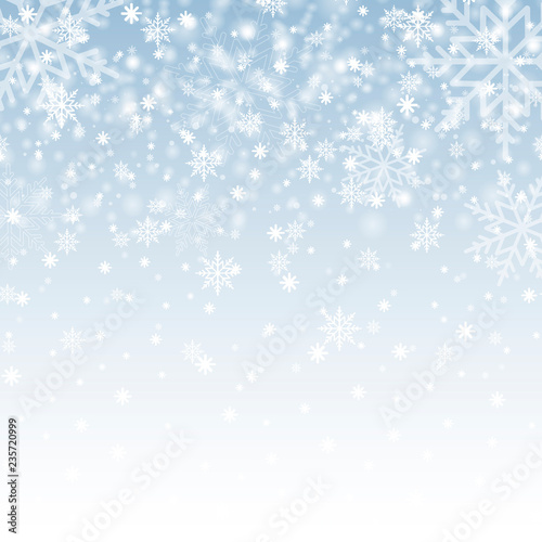 Winter background with snowflakes for Christmas or New Year. Vector