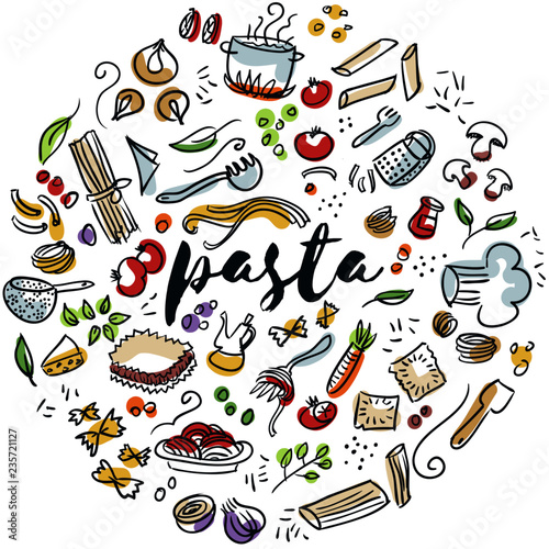Pasta hand drawn design