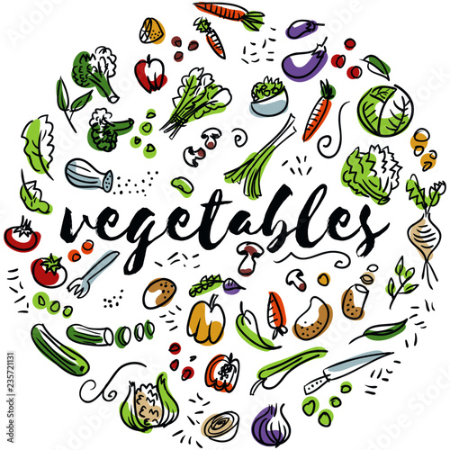 Vegetables hand drawn design photo