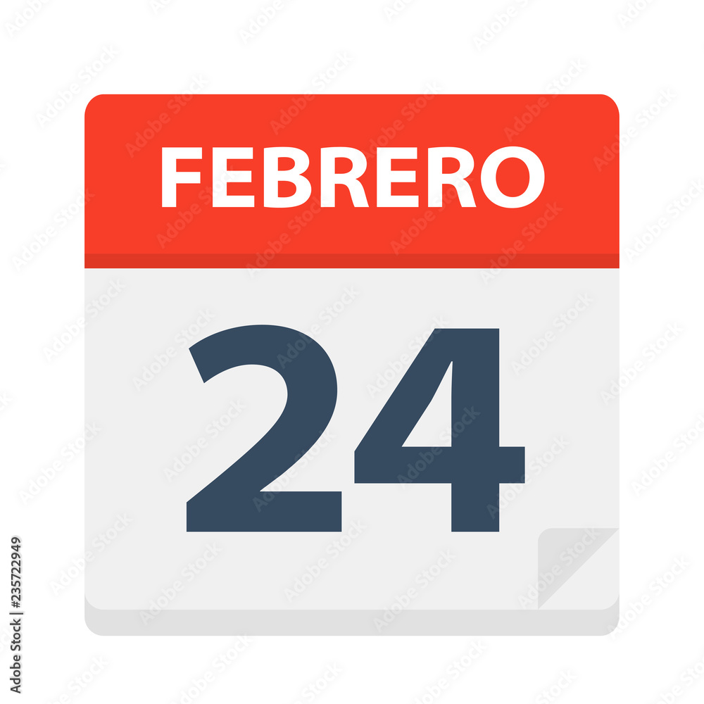 Febrero 24 - Calendar Icon - February 24. Vector illustration of Spanish Calendar Leaf Febrero 24 - Calendar Icon - February 24. Vector illustration of Spanish Calendar Leaf
