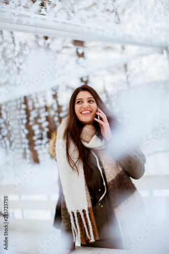Young woman in winter park
