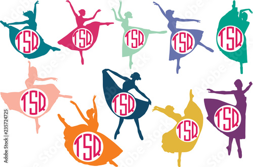 Ballet Logo Monogram, Circle Frames, Cuttable Design, Cut files, Silhouette Studio files, Cricut files, Vector, Logo, Circle Frame Design, Eps 10, Vector files