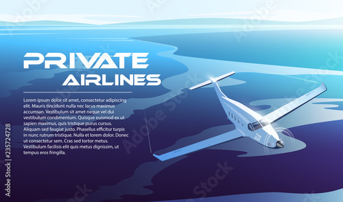 Illustration on the theme of travel by airplane, private airlines
