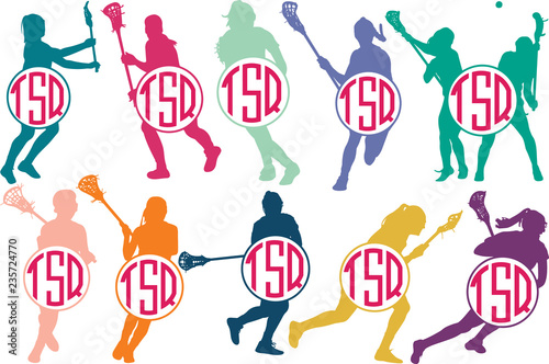Lacrosse Logo Monogram, Circle Frames, Cuttable Design, Cut files, Silhouette Studio files, Cricut files, Vector, Logo, Circle Frame Design, Eps 10, Vector files