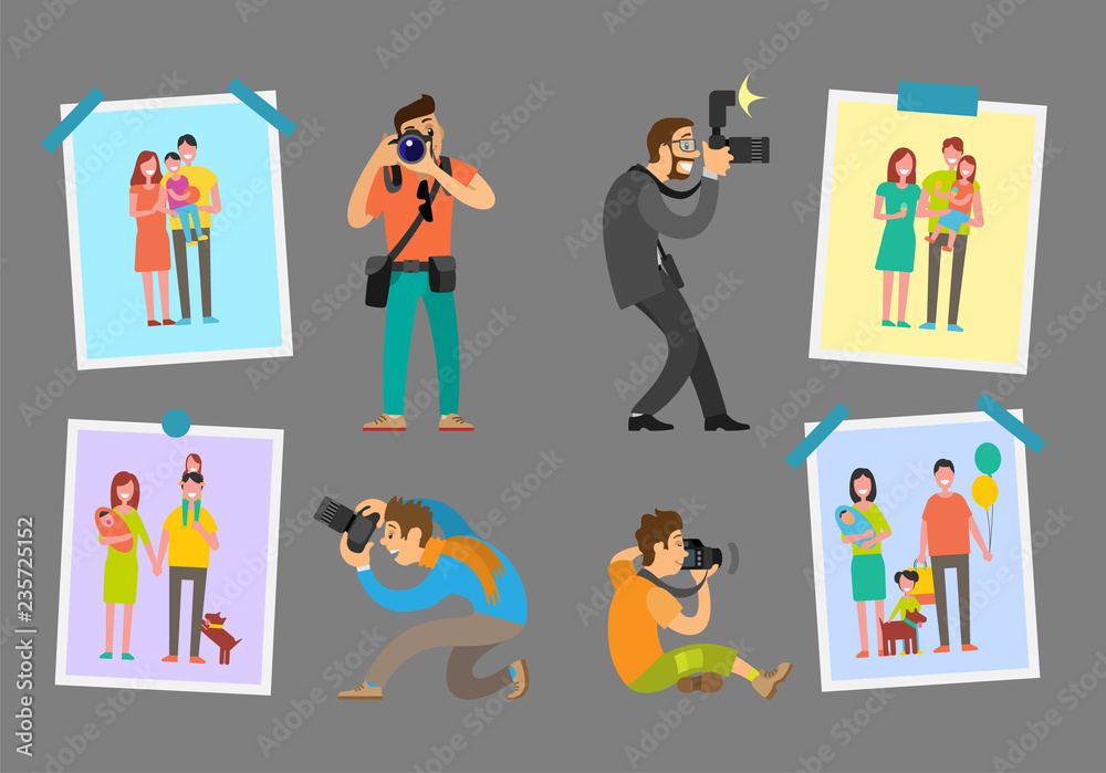 Family Photographers with Cameras Taking Photos Family Photographers with Cameras Taking Photos