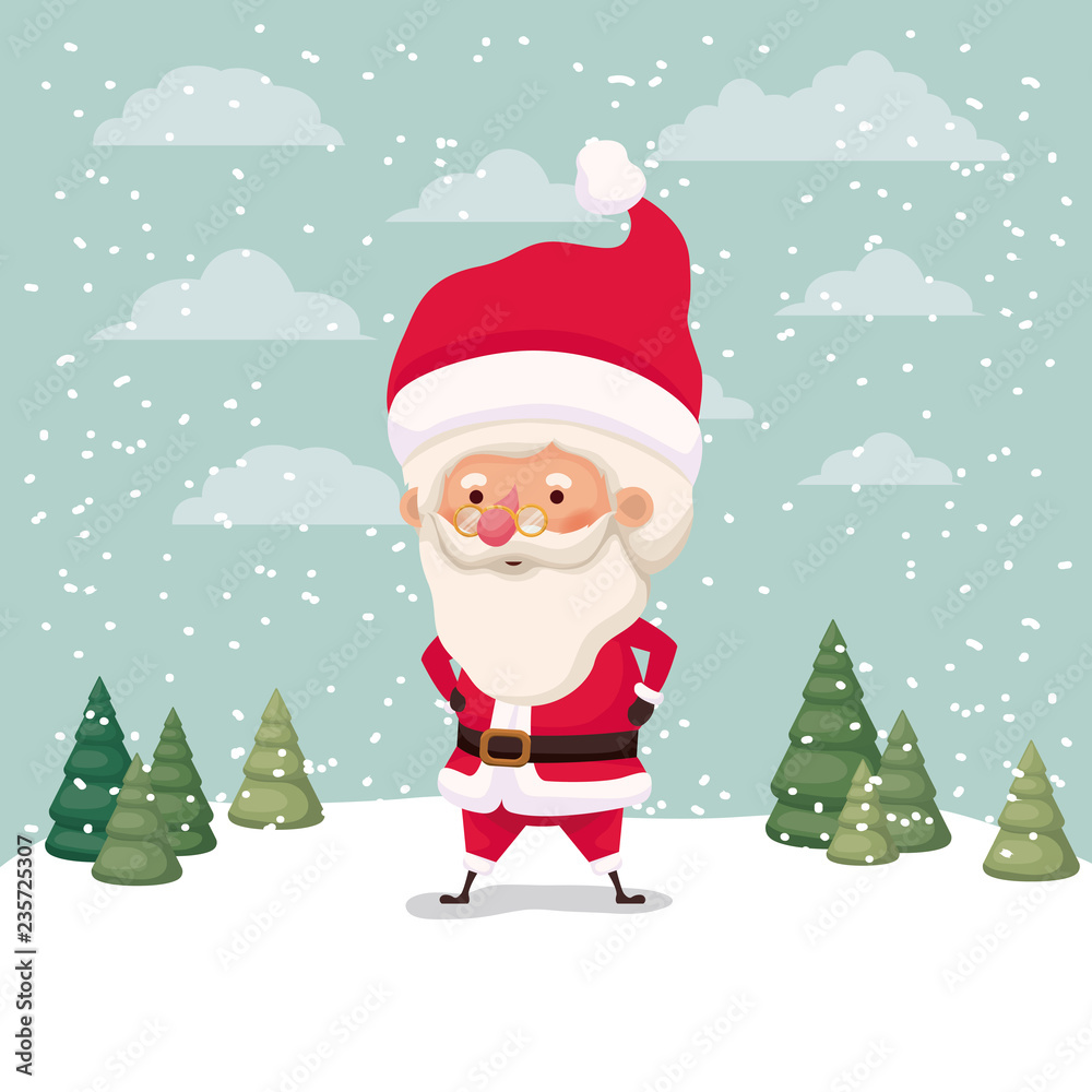 little santa claus character in snowscape little santa claus character in snowscape