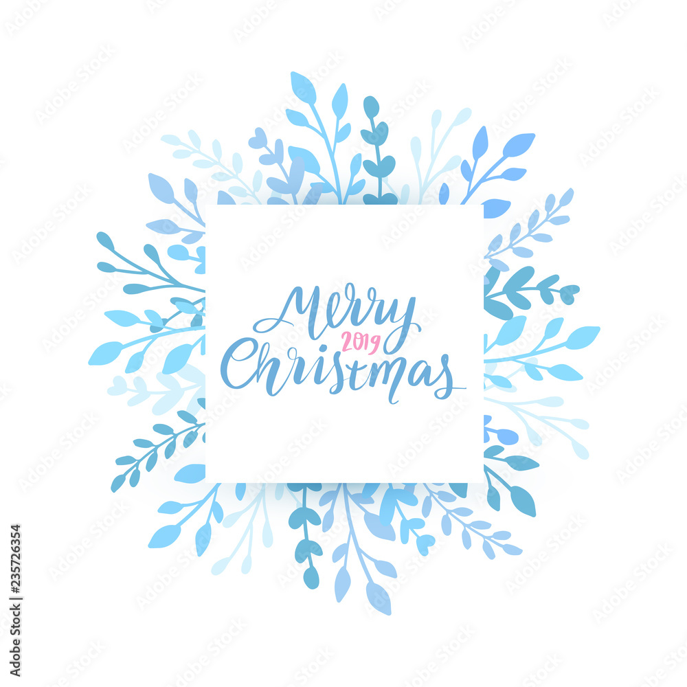 Merry Christmas and Happy New Year vector card. Holidays frame