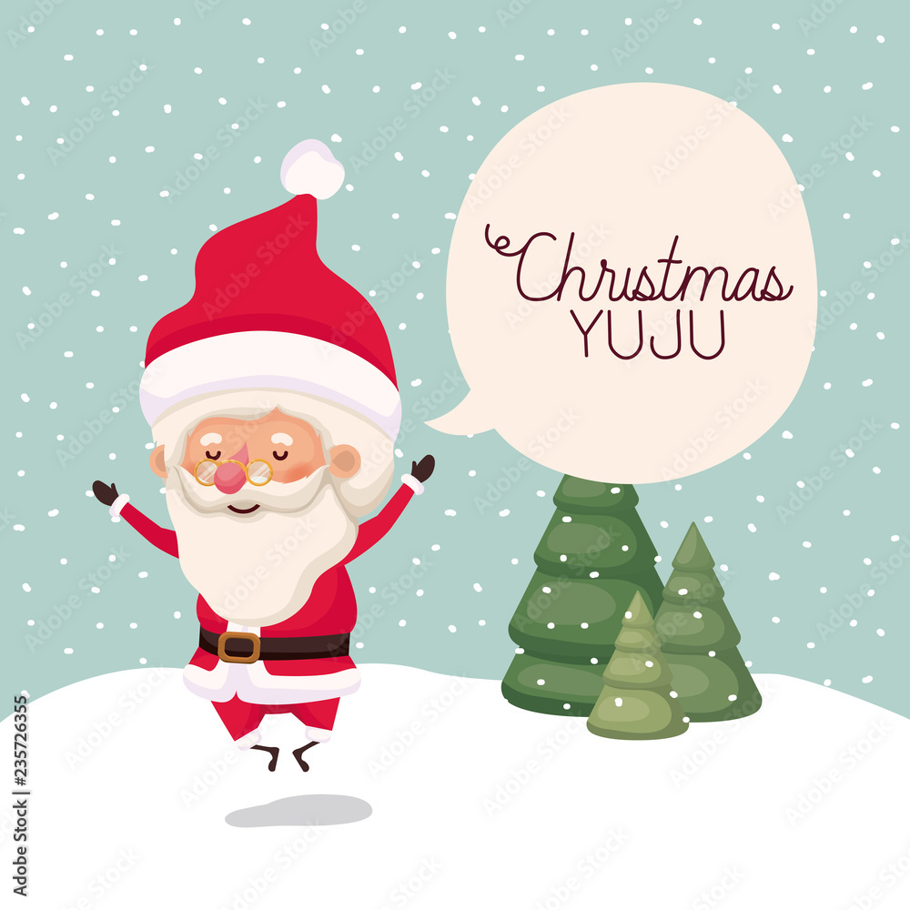 santa claus in snowscape with speech bubble santa claus in snowscape with speech bubble
