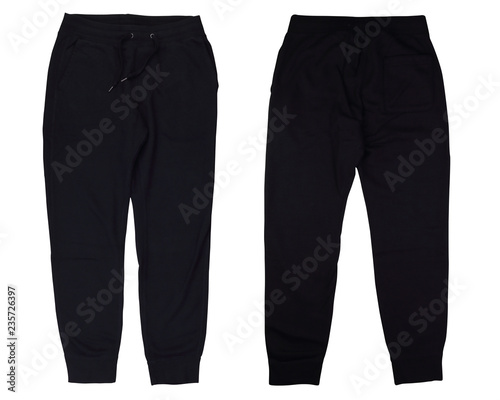 Front and back view black sweatpants