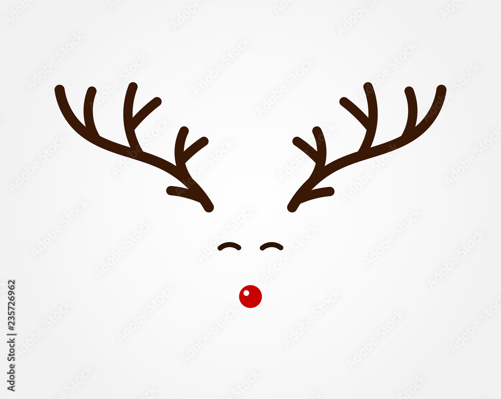 Obraz premium Boże Narodzenie symbol renifera, poroża i czerwony nos.