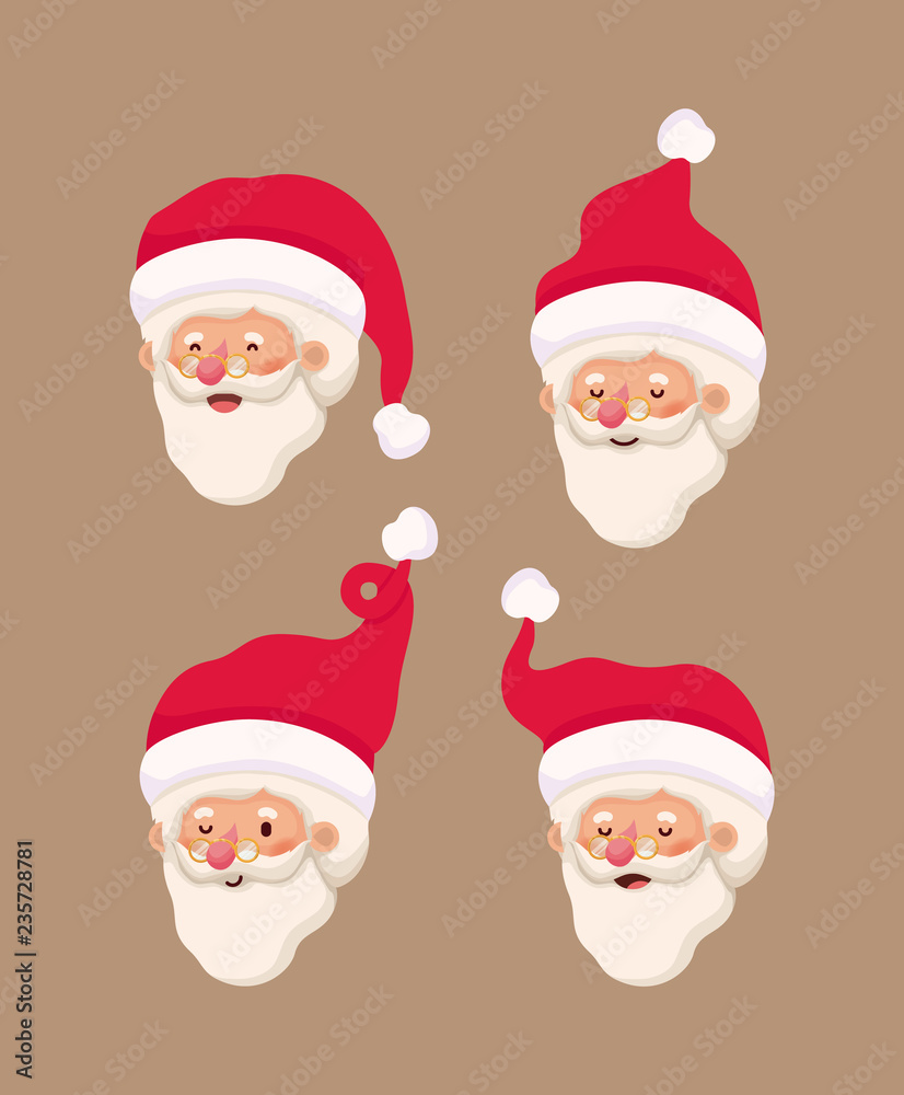 group of little santa claus heads characters group of little santa claus heads characters