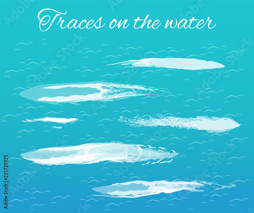 Traces on Water Poster with Splashes Text Vector