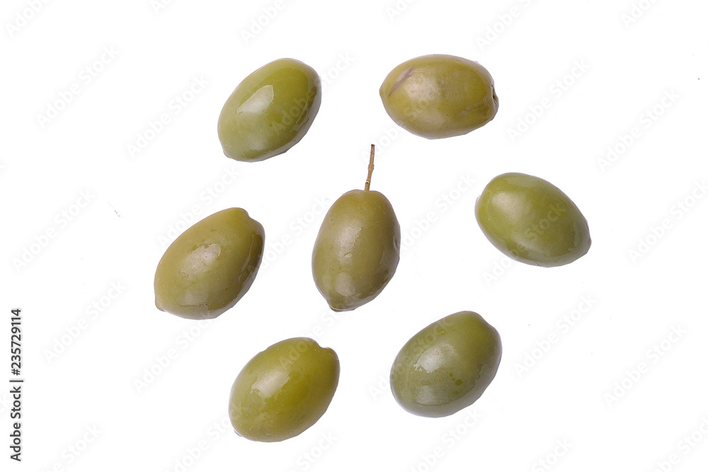 green olives on white background green olives on white background