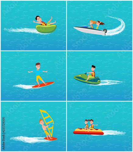 Water Transportation and Fun of People Vector