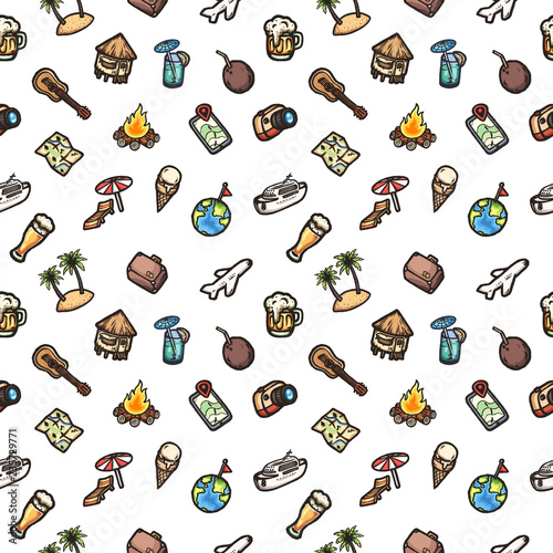 Vacation vector eps10 hand drawn seamless pattern.
