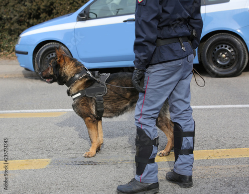 police dog of the Italian police during a event