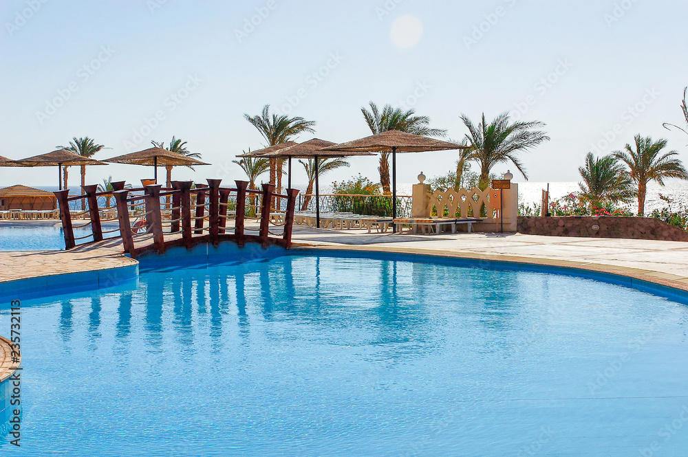 view of the pool and sea, Red Sea, Egypt